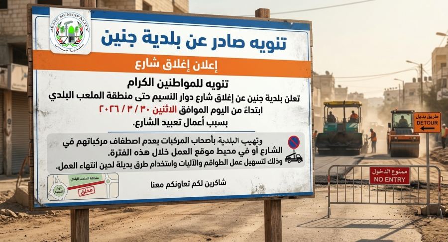 تنويه صادر عن بلدية جنين